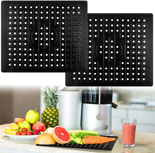 YONGQING 2 Stück Spülbeckeneinlage, 31cm x 26cm Schwarz Silikon Abtropfmatte,Umweltfreundliche, Hitzebeständige und rutschfeste Abtropfmatten für Geschirr und Keramikene