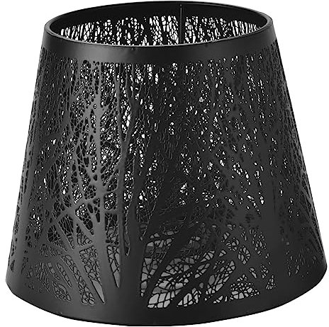 Plmvhpb Pequeña Pantalla de Lámpara, Pantalla de Metal de Barril con de áRboles para LáMpara de Pared de ArañA de Mesa Negro