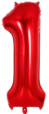 Ponmoo Foil Palloncini Numeri 1 Rosso 40 (101cm), Gonfiabili Elio o Aria, Gigante Numero 0-9, 10-29, 30-100, Granda Palloncino per Anniversario, Decorazione Feste di Compleanno