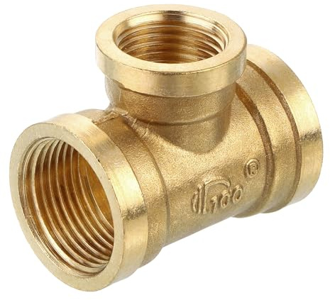 QUARKZMAN T-koppling i mässing, 3/4 tum x 1/2 tum x 3/4 tum NPT 3-vägs T-Connector för gastransport, 1 st