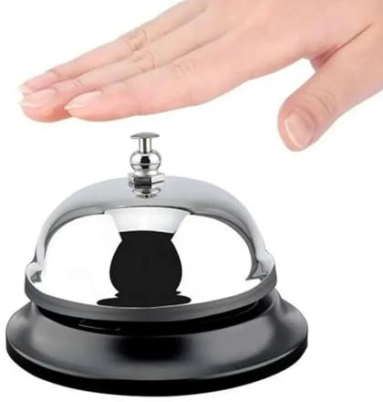 Tischglocke Rezeptionsklingel - Bell Tischklingel mit Knackigem Klingeln, Glocke Tischklingel Aus Edelstahl Gefertigt für Restaurants, Hotels, Bars, Silber