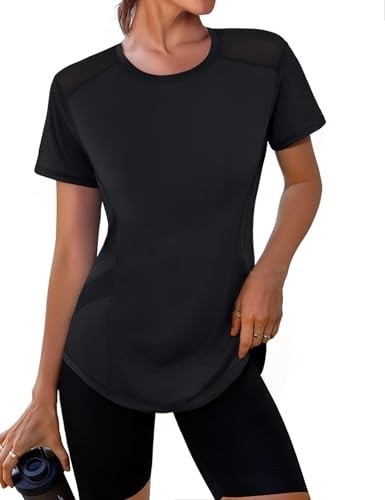 Gyabnw Camiseta Mujer Camisetas Funcional de Manga Corta Camiseta Fitness Correr Zumba Senderismo UPF 50+