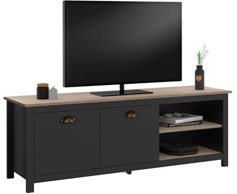 IDMarket - Meuble TV 140 cm Campagne ISIS Bois et Noir