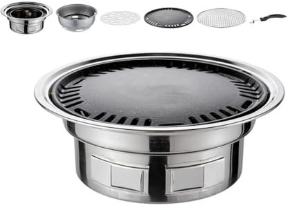 Ohulelks Parrilla Coreana de 13 Pulgadas, Multifuncional, de Carbón, Portátil, para Camping, Picnic y Uso en Interiores.