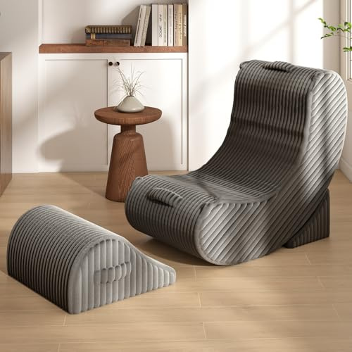 Quiet Rocking Chair, 3-in-1 Adjustable Boneless Floor Recliner for Adults