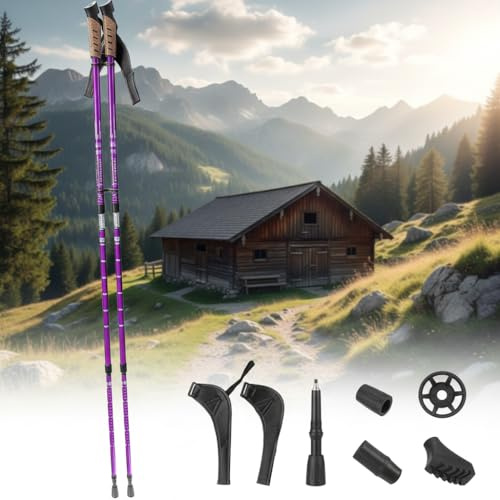 Mucola Nordic Walkingstöcke 2er Set – Höhenverstellbar 65–135 cm | Teleskop Wanderstöcke Unisex aus Aluminium & Duralumin mit Korkgriff, Antishock, Wolframstahlspitze & 12 Aufsätzen - Trekking