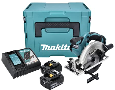 Makita DSS 611 RTJ 18 V Li-Ion Akku-Kreissäge 165 mm + Makpac Gehäuse + 2 x BL1850 5,0 Ah Akkus + Ladegerät DC 18 RC