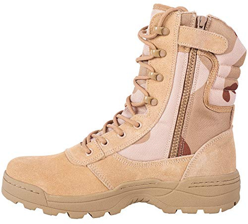 RIELD Men's Military Tactical Work Boots Side Zipper Jungle Army Combat Boots,Sand,12 M US