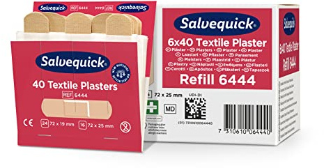 Salvequick ® | Textilplåster | hög kvalitet, lätt att applicera, flexibelt och bekvämt att använda | Allergitestade plåster | 240 plåster per ask