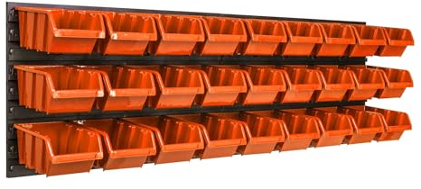 27 stck. Box Lagersystem Wandregal 115 x 39cm Stapelboxen Schüttenregal Sichtlagerkästen Extra Starke Wandplatten Regal Erweiterbar Werkstattregal Lagerregal Werkstattwandregal Steckregal