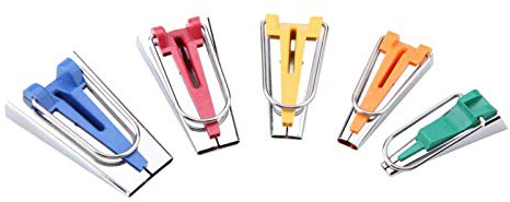 5 Pcs Bias Tape Maker Kit Fabric Bias Tape Maker Bias Binding Maker Set with 5 Sizes (6mm/ 9mm/12mm/18mm/25mm) for DIY Sewing Crafting Quilting