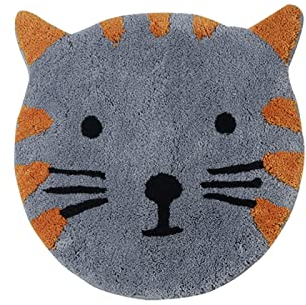 Badezimmerteppich Graue Katze Orange Badematte Flauschig Mikrofaser Badvorleger Rutschfest Duschvorleger Schnelltrocknend Badteppich Waschbar Duschvorleger Verdicken Badematten Badmatte 40x60cm