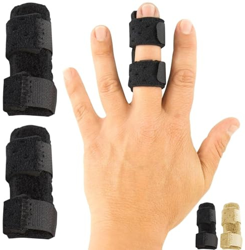 Vive Finger Splint (2 Pack) - Universal Finger Straightener - Broken and Trigger Finger Splints - Brace for Arthritis Pain and Support - Sprain Relief for Middle, Index, Ring, Pinky Fingers (Black)