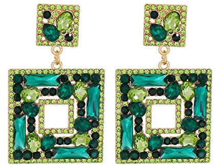 Geometrische Strass Ohrring für Damen Glitzer Hänge Statement Ohrringe Hochzeit Statement Ohrringe Strass Kristall Teardrop Ohrringe Chandelier Ohrringe Geometrische Braut Ohrringe