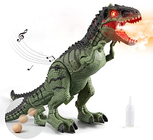 Giocattolo di dinosauro con uova di dinosauro, robot di dinosauro elettrico ruggito e bagliore, camminare figure dinosauro giocattoli per bambini regali per ragazzo