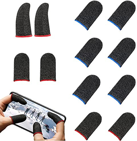 Olakin 12 Pièces Mobile Game Sleeve Finger, Contrôleurs de Manchons de Jeu Mobiles, Anti-Transpiration Respirant Finger Manches Écran Tactile Tir pour Jeux de Téléphones