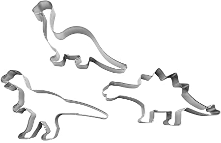 BekkiB - 3er Set Ausstechformen Dinosaurier - Ausstecher aus Edelstahl, spülmaschinengeeignet - 2443
