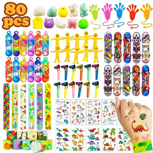 Wleozys 80pcs party bag fillers for kids ,Party Fillers for Kids Parties,Prize Box Toys Assortment Toys Classroom Prizes Rewards,Toy Bulk Party Bag Fillers for Kids