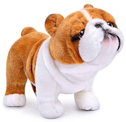 lilizzhoumax Hund Bulldogge Plüschtier 30cm/12”, Simuliertes Tier Hund Plüschtier Kawaii Hund Kuscheltier Realistische Hund Plüsch Spielzeug für Wilde Tiere, Geschenk für Freunde und Kinder