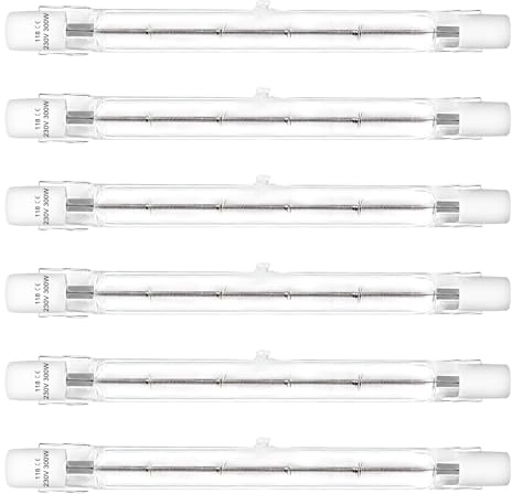 LedWekei Bombillas halógenas, bombilla halógena T3 r7s 118 mm 300 W, bombilla tipo J t3, luz blanca cálida 2700 K, bombillas halógenas de doble extremo (paquete de 6)