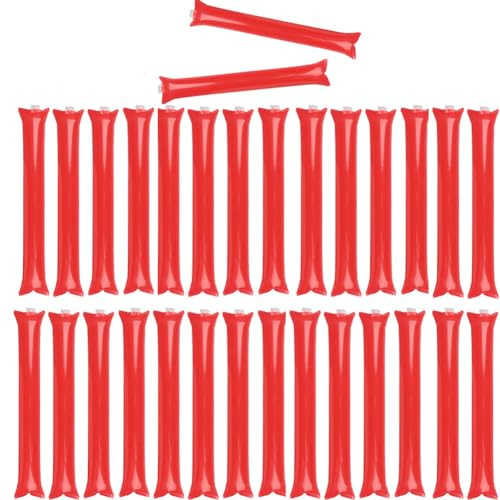 50 Pcs Thunder Sticks European Cup Team Spirit Cheer Stickers Cheerleading Football Noise Makers Inflatable Reusable Boom for Party Basketball Sporting Event