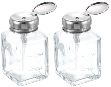 sourcing map 2pcs Solvent Alcohol Dispensers 120ml(4oz) Push Down Liquid Dispenser Pump Bottle with Plastic Tube and Aluminum Core for Alcohol Solution