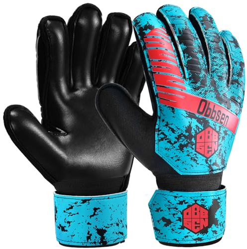 Obbsen Guanti da Portiere, Guanto da Calcio con Forte Presa e Protezione delle Dita, Morbido e Confortevole, Unisex Adulto