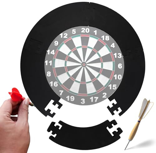 PRITOK Dart board Surround Ring: 5-Piece Dartboard Surround, Dart Board Wall Protector Ring Splicing, Removable EVA Jigsaw Dart board Ring, Portable Dart Board Wall Protector for Dart Lovers (Black)