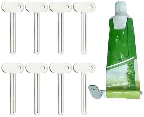 Presse Dentifrice INOX Manuel8 Pièces, Presse Tube Dentifrice Metal, Presse Tube Dentifrice pour Cosmétiques, Cirage à Chaussures, Pigments, Convient pour la Cuisine, Salle de Bain,presse tube