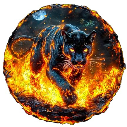 SECOGM Wooden Puzzles for Adults - Flame Black Panther
