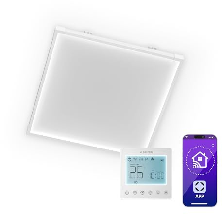 Klarstein Infrared Panel Heater 360W – Wall & Ceiling Mount, Smart WiFi/App Control, Silent, IP44 Bathroom Safe, Thermostat, Timer, Overheat Protection, Modern Design, 60cm