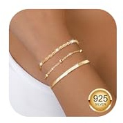 CASSIECA 3 Stück Armband Silber Damen Armbänder Gold Armband Set Gold 14 Karat Vergoldet Armbänder Damen Verstellbare Stapelbare Kettenarmband Gold Schmuck für Damen