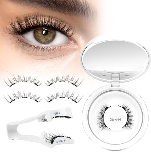 Higu Clace Ciglia Magnetiche Con Applicatore, Non Richiedono Colla, Naturali E Realistiche, Facili Da Applicare E Rimuovere (Style-N)