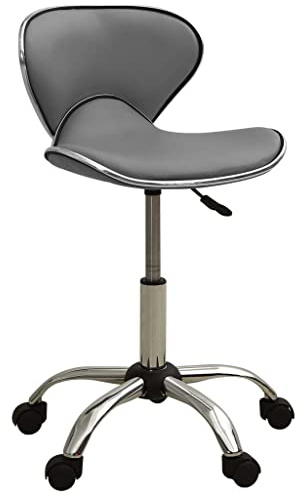 Genérico 323678 Salon SPA Stool Grey Faux Leather,Economía e Industria,Peluquería y cosmética,Sillas de peluquería-323678