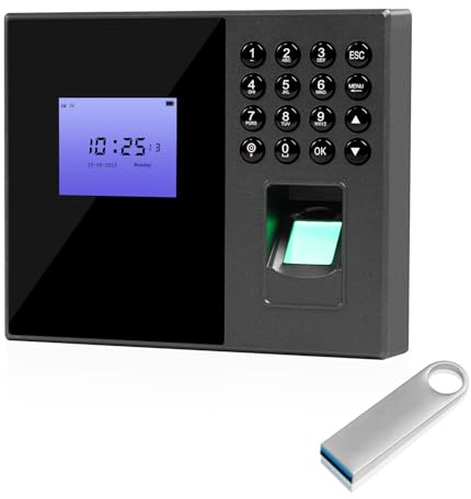 OBO HANDS Biometric Time Clocks for Employees- No Monthly Fees - Time Punch Machine for Small Business - Fingerprint/Card/Password Attendance Systems with Power Plug - Easy Reporting