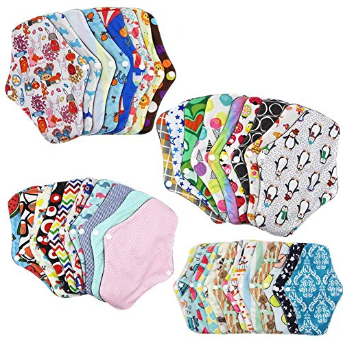 Menstruationstuch, 10 Stück/20 Stück weiche Damenhandtücher Pads für Hygienezeit Slipeinlage, waschbar, wiederverwendbar, saugfähig, physiologische Windel, zufällige Farbe, 20 Stück, Large