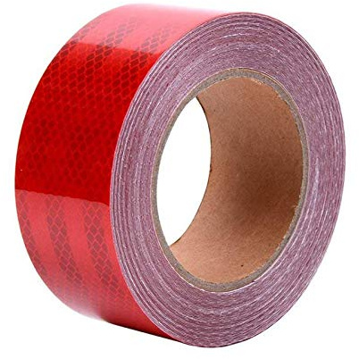 ONTWIE Waterproof Reflective Tape High Visibility Industrial Marking Hazard Heavy Duty Caution Warning Safety Self Adhesive Tape Outdoor - Red 32ft
