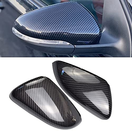1 par vista trasera espejo cubierta izquierda derecha espejo lateral cubiertas tapas para VW Golf 6 MK6 T-ouran (Fibra de carbon)