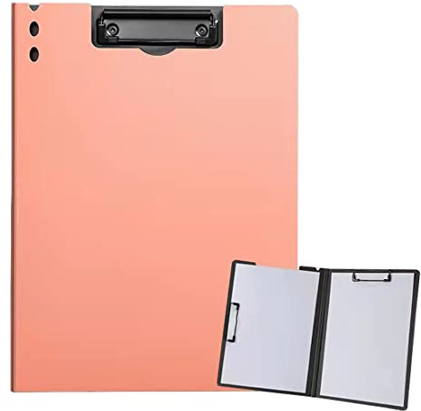ZMREN Porte Bloc A4 Avec Pince, Porte bloc en plastique format lettre standard A4, avec double clip, pour infirmières étudiants, bureau (31,5 cm x 22,5 cm) - Couleur rose