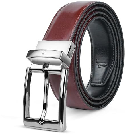 JULIUR LAMONT Premium Gürtel Herren Leder Ledergürtel als Wendegürtel - Klassisch wendbarer Herrengürtel als Businessgürtel, Jeansgürtel und Anzuggürtel drehbar schwarz/braun - Drehgürtel zweifarbig