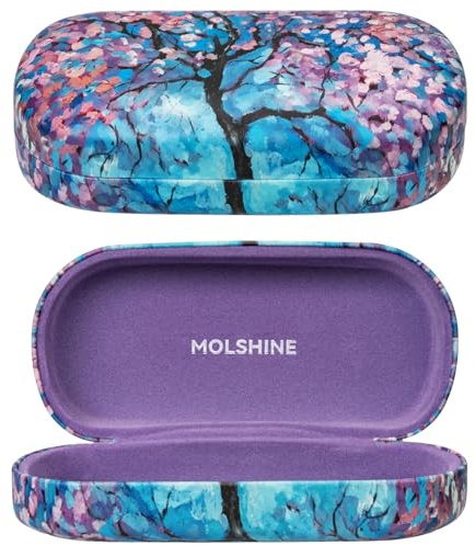 molshine Hard Shell Sunglasses Case,Classic Large Glasses Case for Women Men,Sunglass Eyeglasses (Cherry Blossoms)