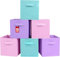 powerking Aufbewahrungsbox Organizer aus Stoff, 6 Stück faltbar Aufbewahrungswürfel Aufbewahrung Box in Würfelform, 33 x 33 x 33 cm, Hellviolett+Himmelblau+Rosa