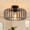 SERBASIC Black Modern Chandeliers Ceiling Lights with Bulb,Metal Cage Light Fixtures with E27 Base for Living Room,Kitchen,Dining Room,Bedroom,Farmhouse