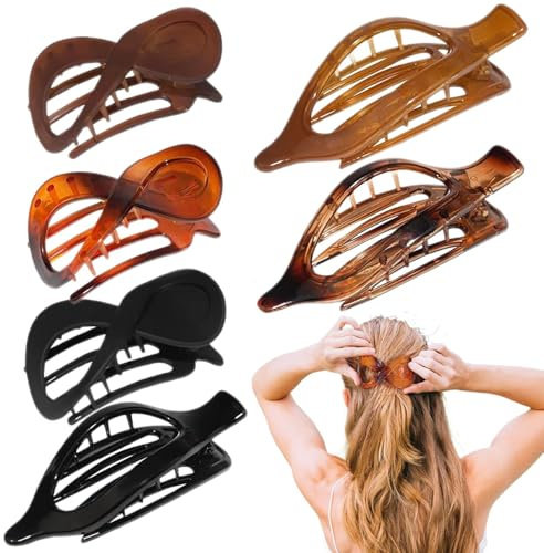Clip de garra plana para mujeres, clips de cabello plano,Clips de plátano horizontales Grabas no deslizantes | Accesorios de ropa de cabeza, cómodas grietas para mujeres, novia, madre, esposa