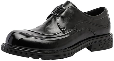 Mocasines Plataforma Charol for Hombre, Lujo, con Punta Redonda, Baja y Tacos, for Oficina, Negocios, Citas, Fiestas, Informales.(Noir,40 EU)