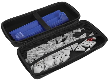 MUSISALY Mahjongplattor Set Bärbart Strategispel Triangulärt Dominospel Nummer Dominospel Dominotillbehör Resefodral Spel Triangulärt Plattspel Strategispel Familjespel