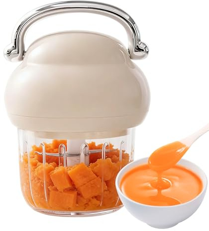 Qutalmi Frullatore Elettrico - Tritatutto Ricaricabile Ad Alta Velocità 350ml,Processore Alimentare Tritacarne,Per Aglio, Cipolla, Purea, Verdura, Casa, Ristorante e Camper