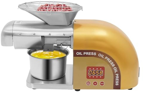 Pressa olio in acciaio inox pesante industriale 1800W mulino olio elettrico noci temperatura regolabile 32-572°F per arachidi,noci,soia,semi di sesamo,colza