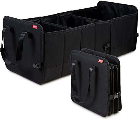 achilles Faltbare Autobox, Auto Organizer, Größenverstellbare Kofferraumtasche, Faltkorb, Autotasche, Kofferraum-Organizer, Klettbefestigung am Boden, 74 x 33 x 30 cm (Schwarz)