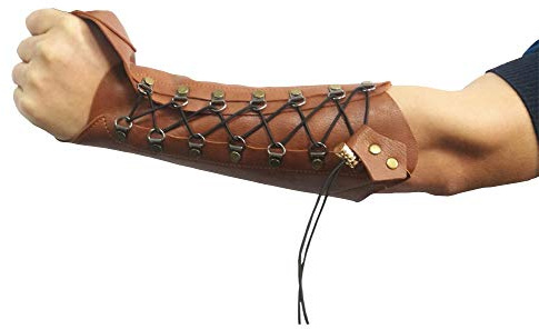 Nachvorn Handmade Leather Arm Guards Bow Hand Shooting Glove Adjustable for Hunting Shooting Target Practice Bow Brown